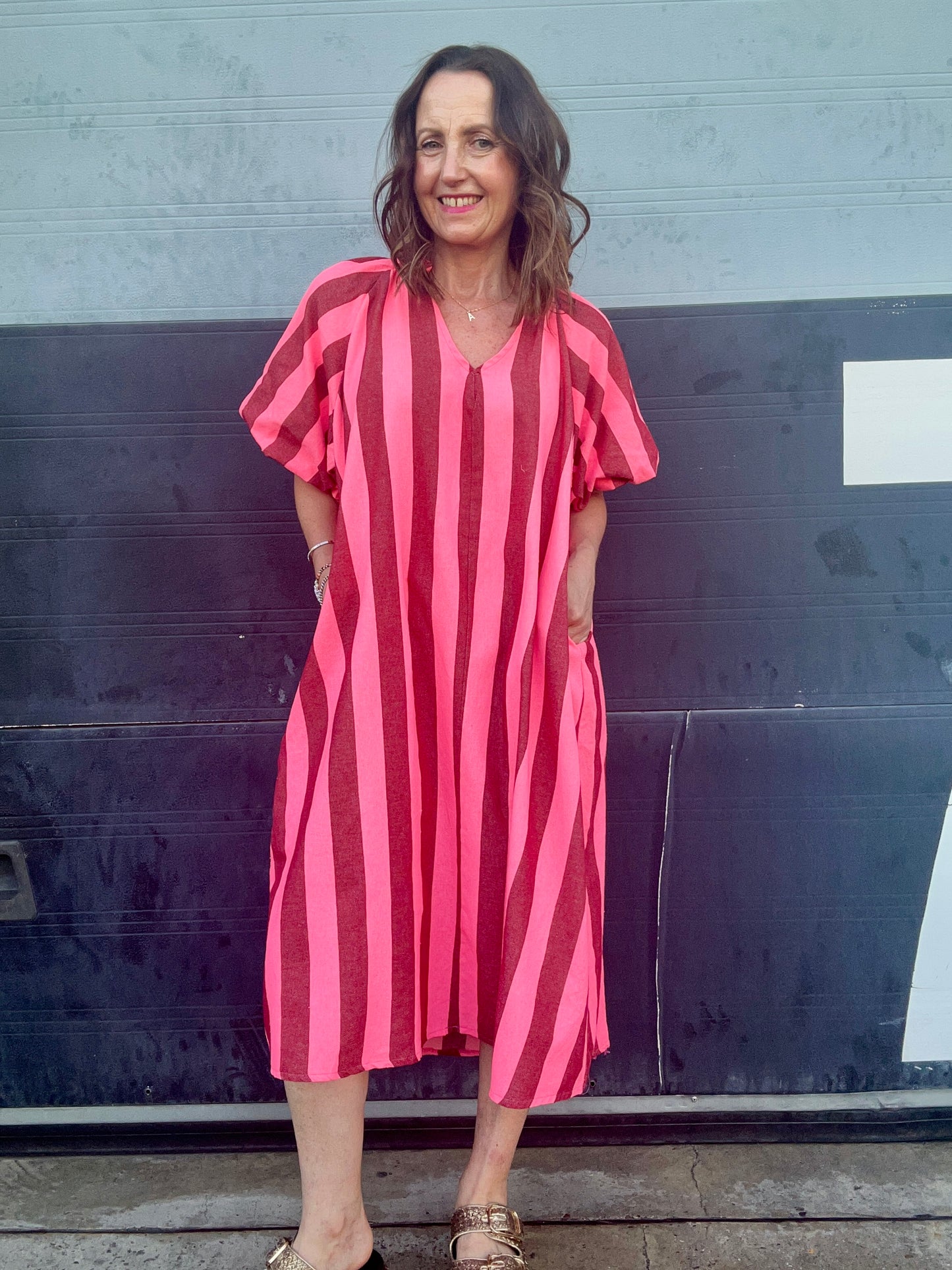 Tinka striped dress - Pink / Red
