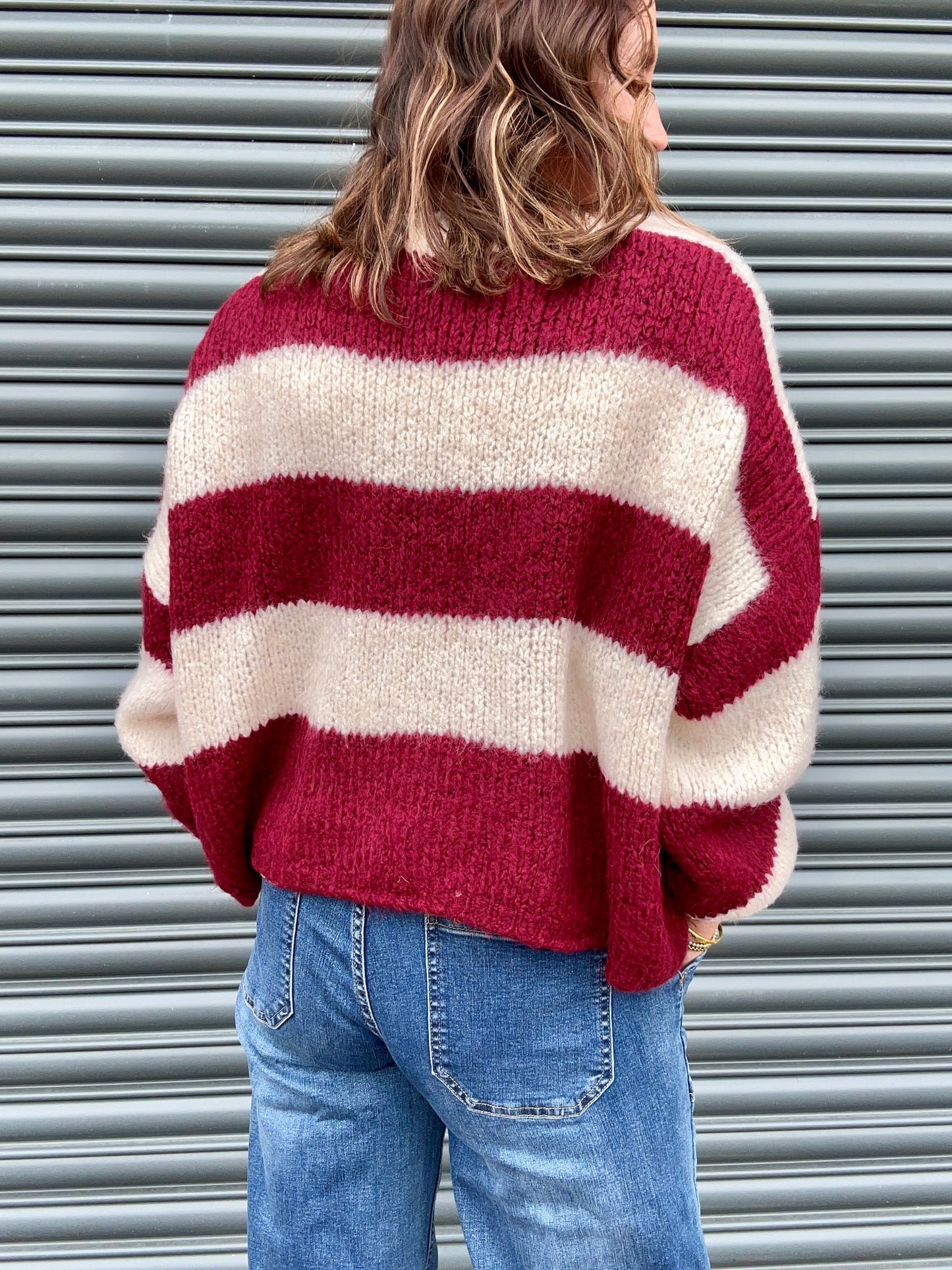 Livi striped cardigan - Plum / Cream