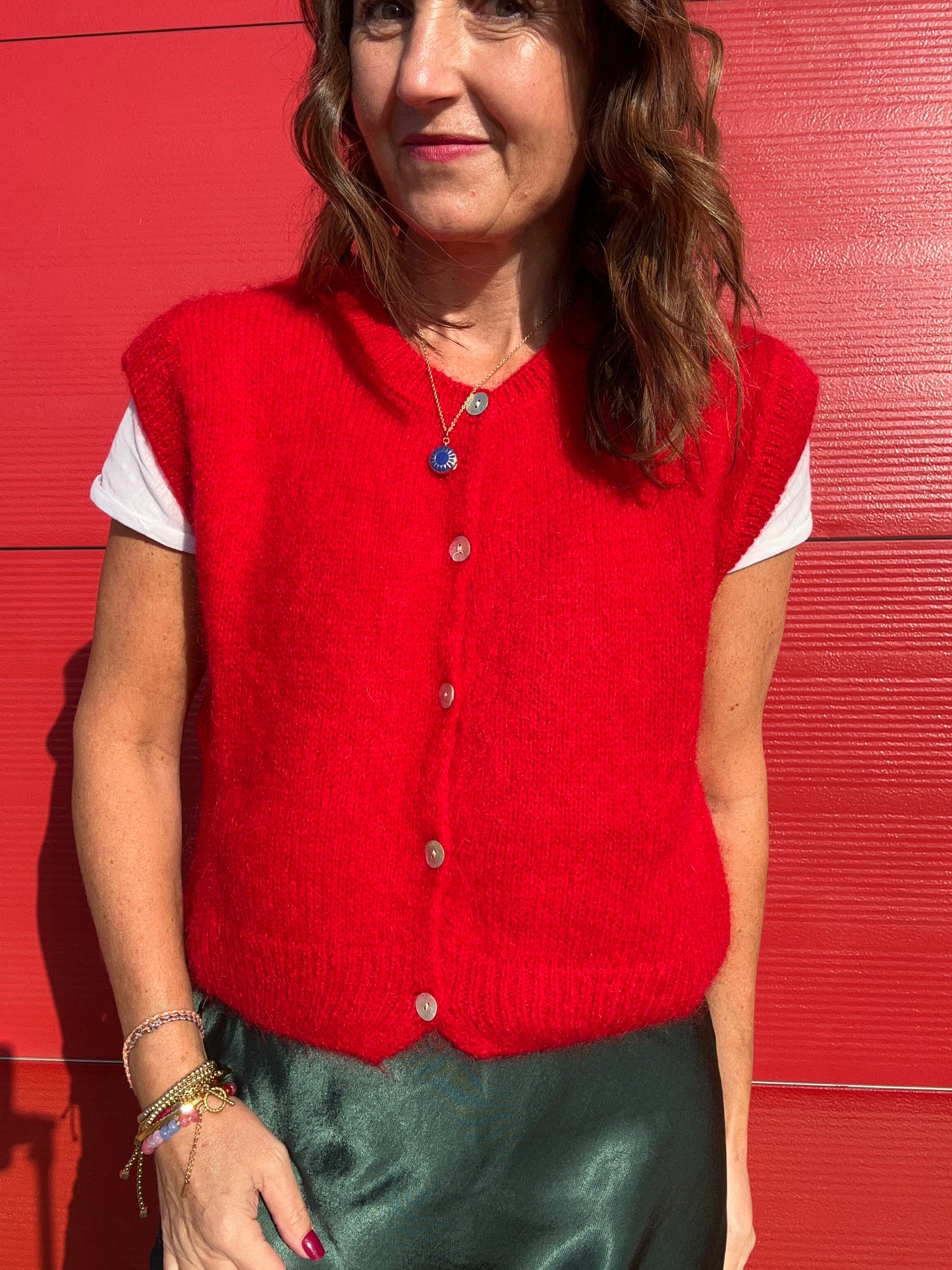 Brodie sleeveless cardigan - Red