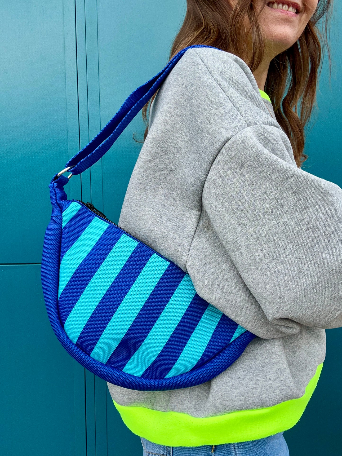 Kanga striped pouch bag - Blue