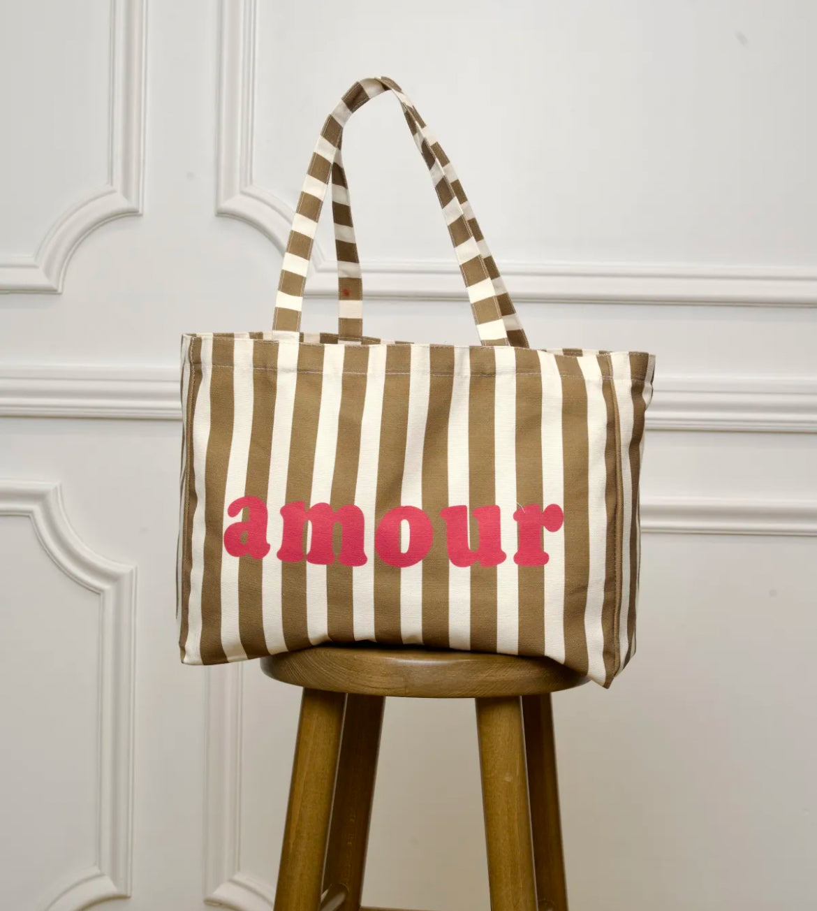 Amour spring stripe tote - Camel