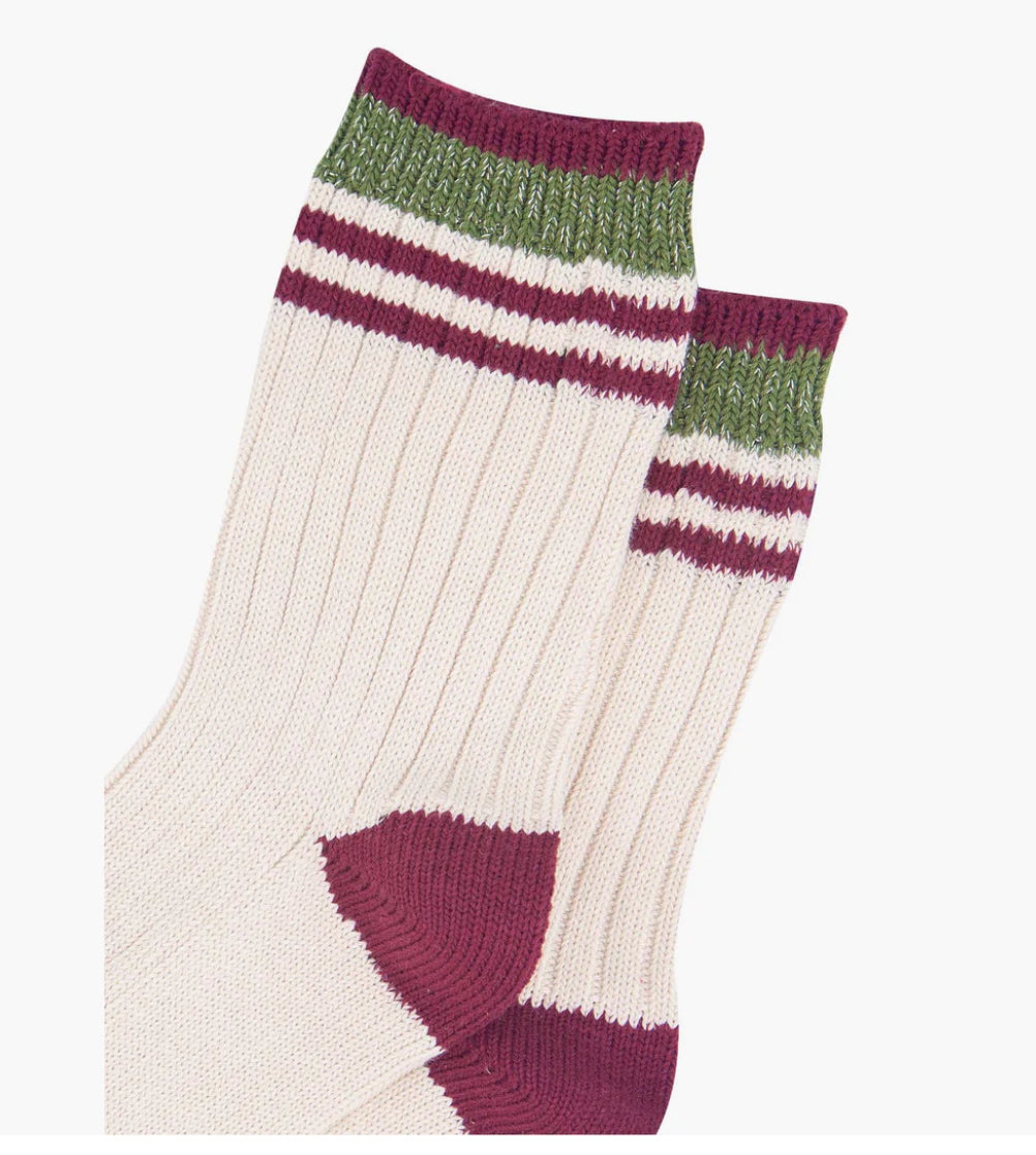 Cosy socks - Cream / Khaki / Burgundy