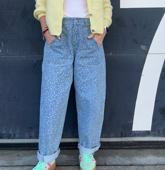 Polka barrel leg jeans