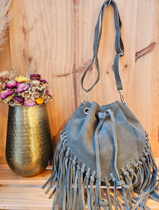 Briar suede tassel bag - Khaki