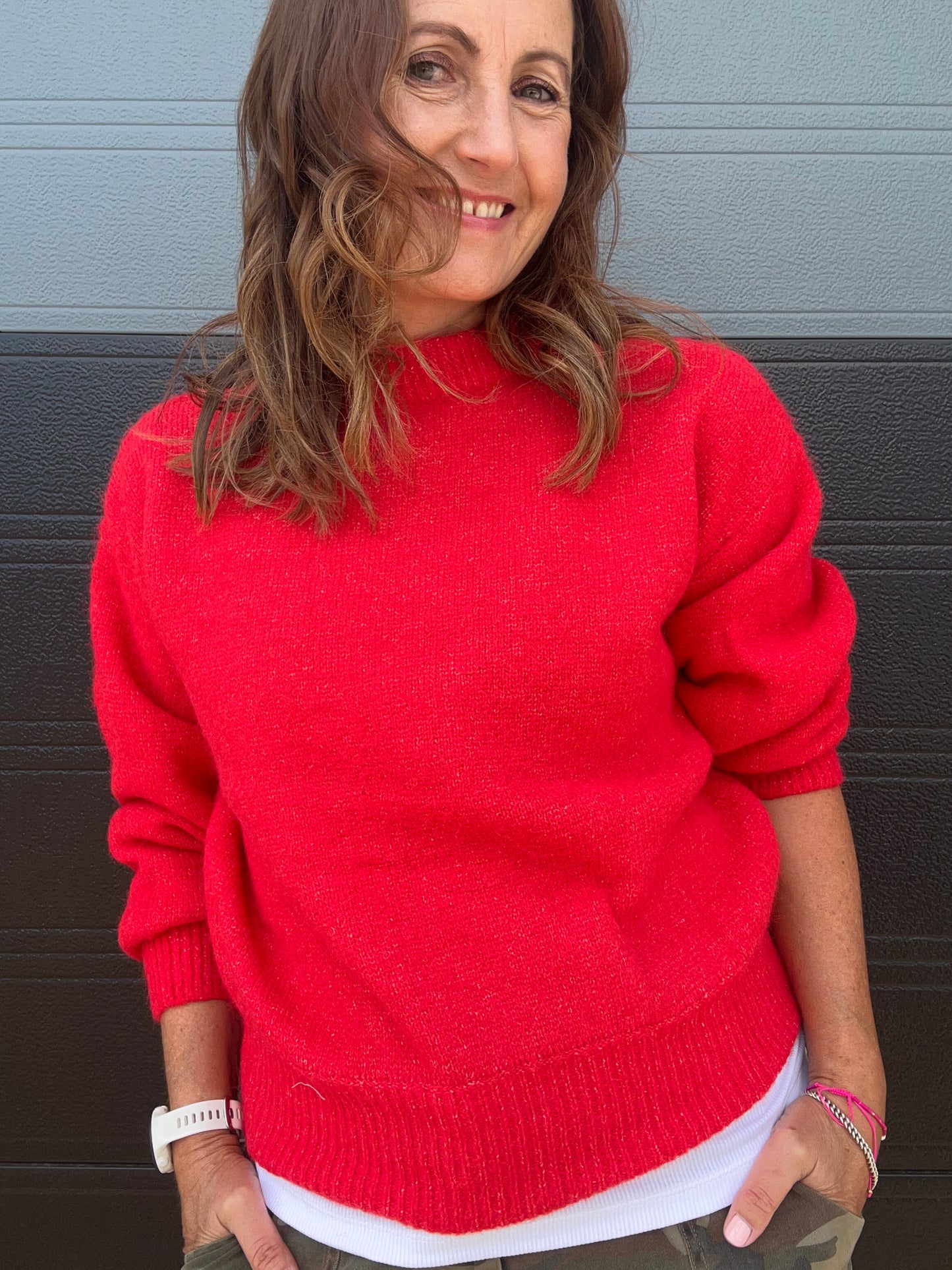 Mae round neck sweater - Red