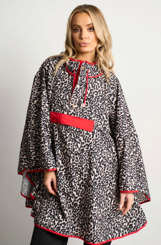 Anya leopard waterproof poncho