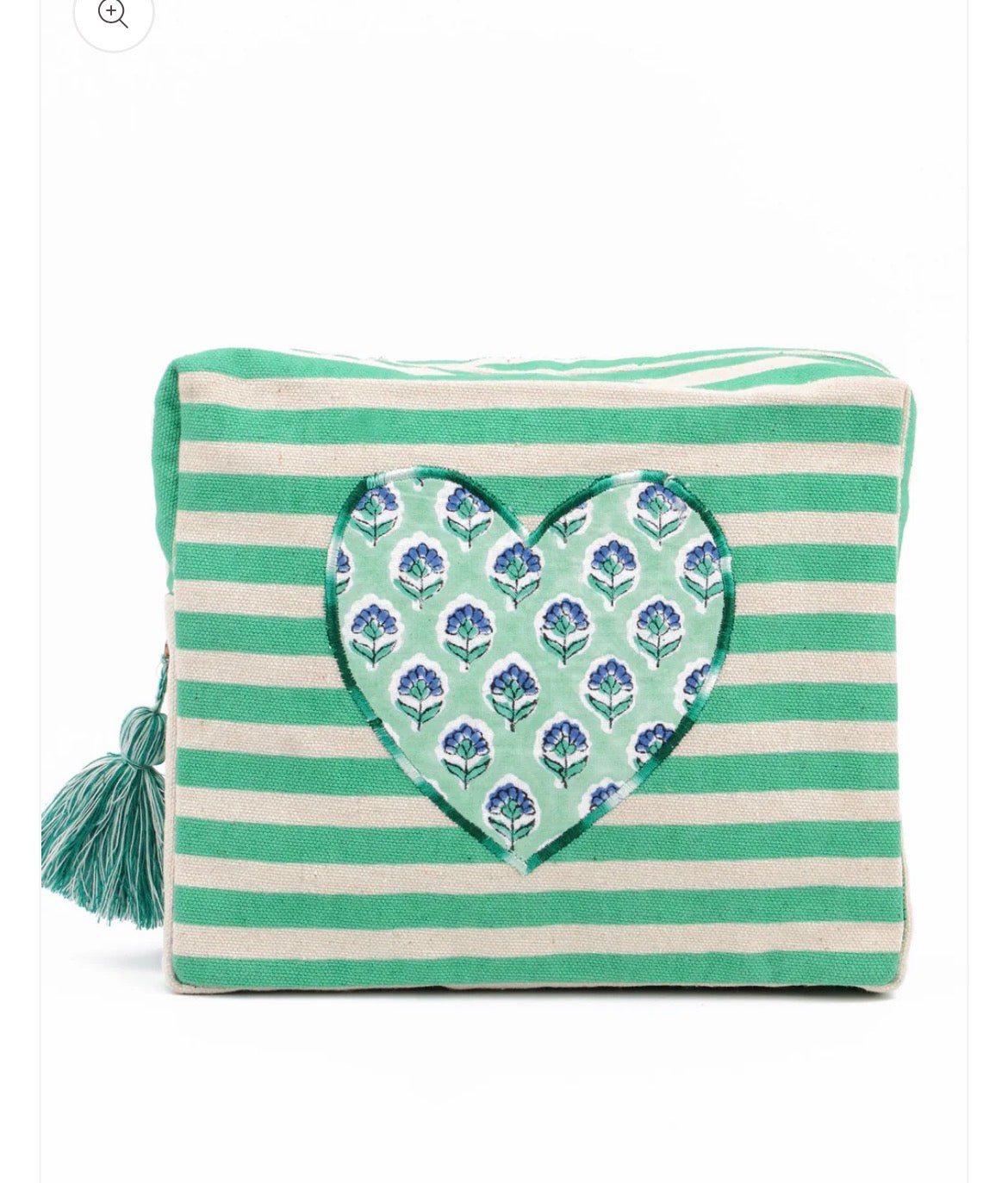 Pretty stripe heart pouch - Green