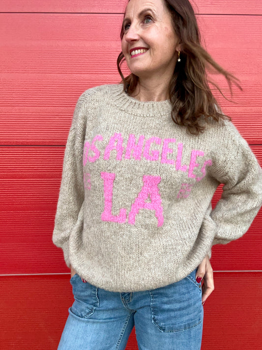 L.A. sweater - Oatmeal / Pink