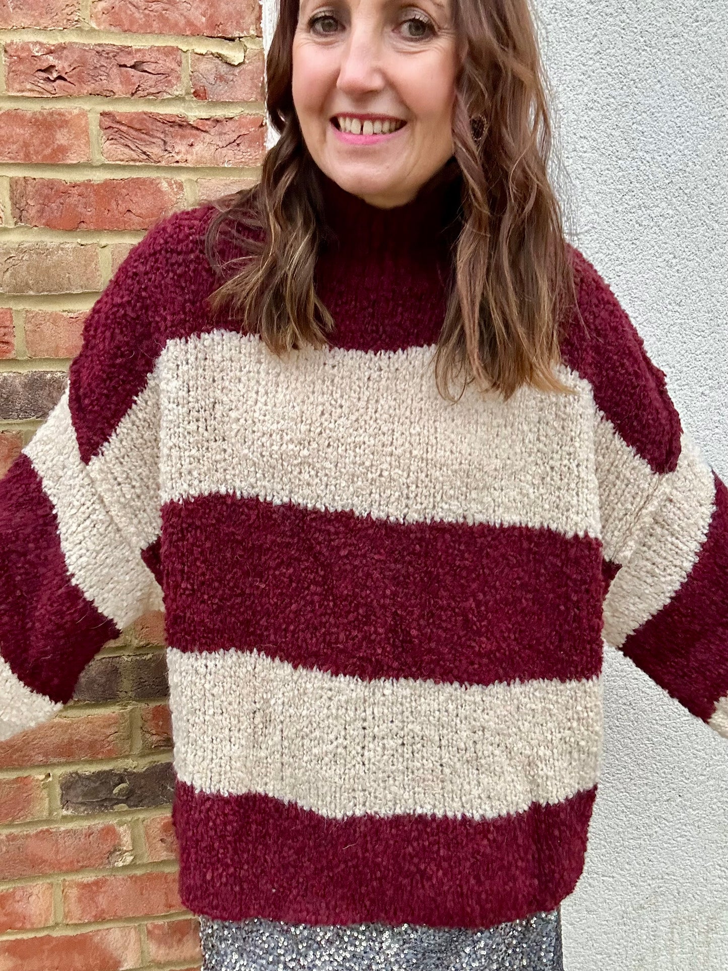 Helga stripe sweater - Aubergine