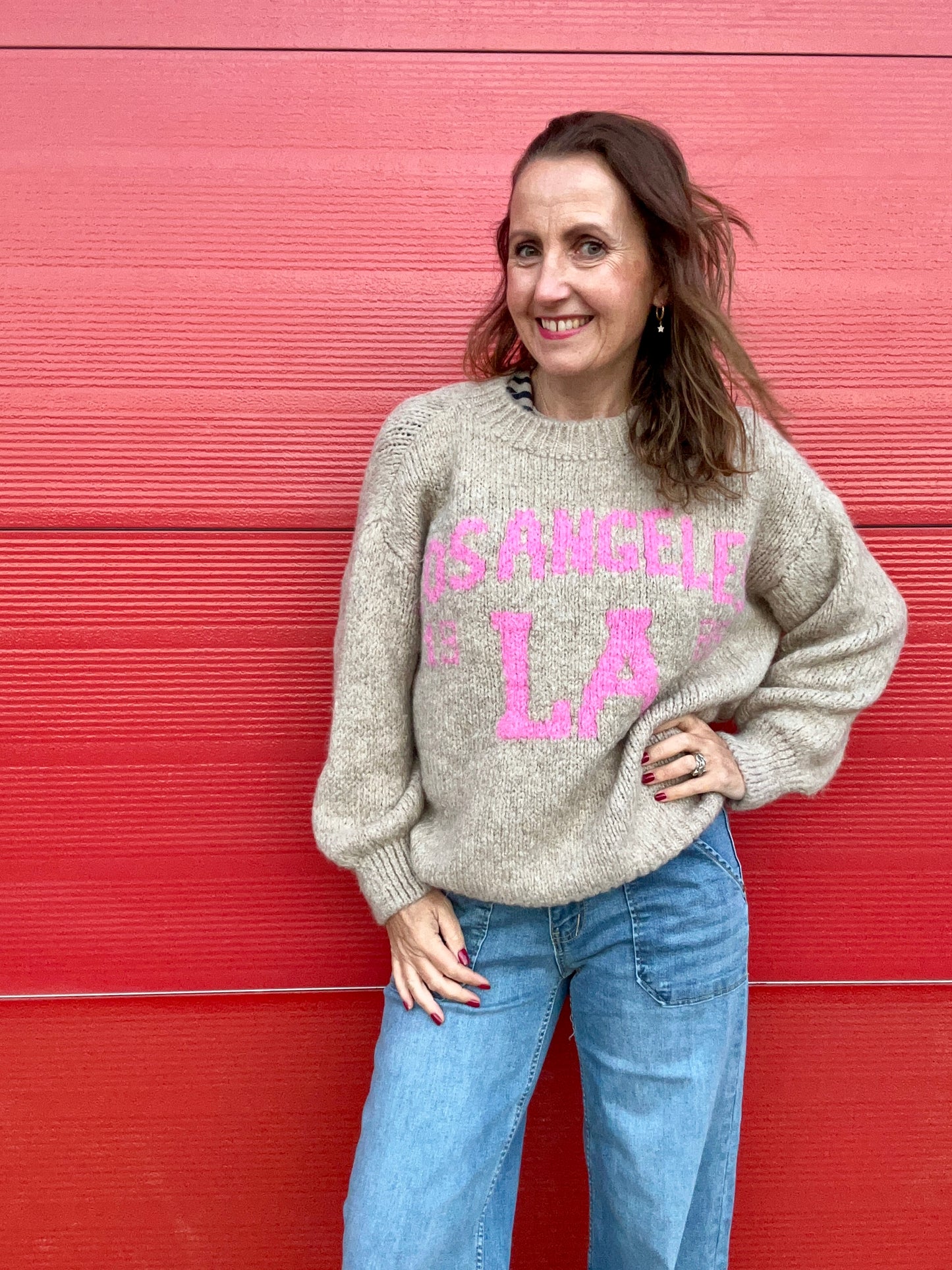 L.A. sweater - Oatmeal / Pink