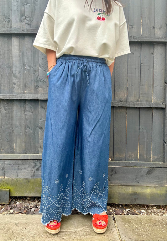 Iris chambray trousers - Dark Blue