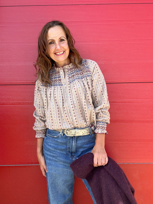 Olive embroidered blouse