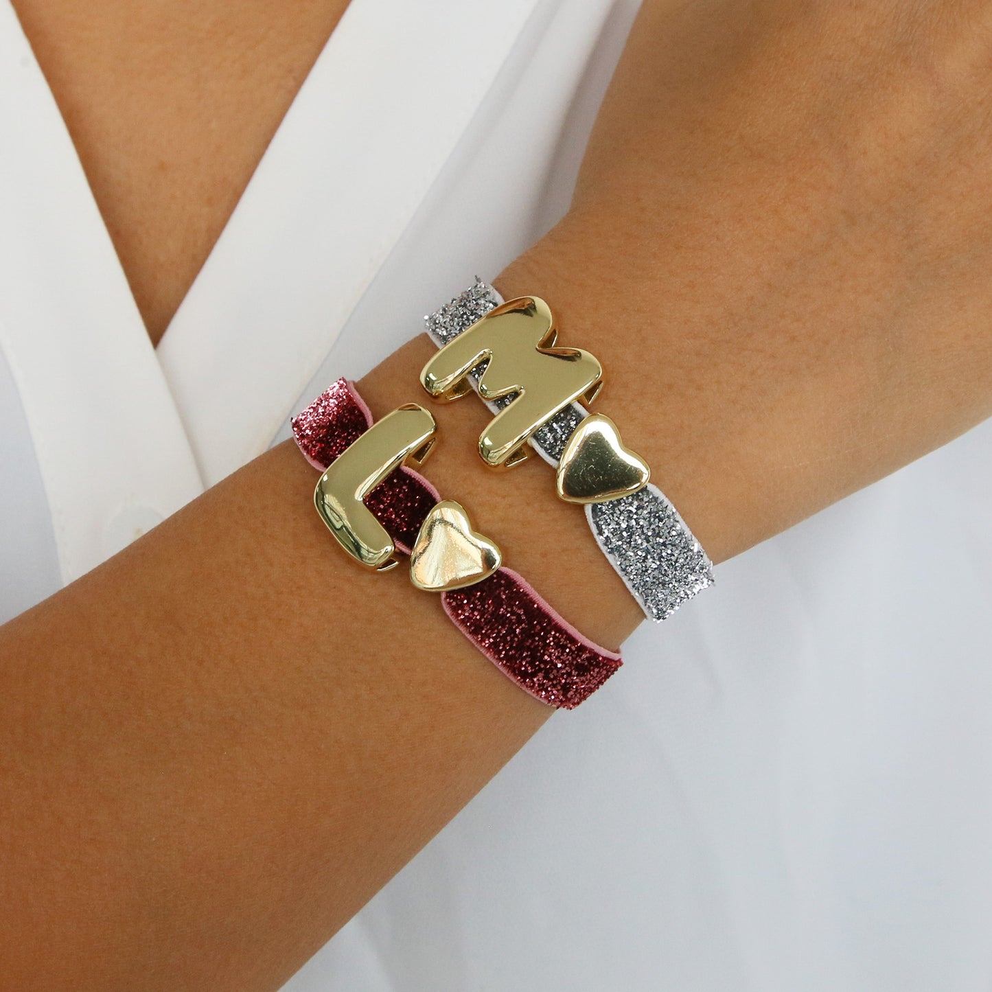 Sparkle letter bracelet / hairband - PINK