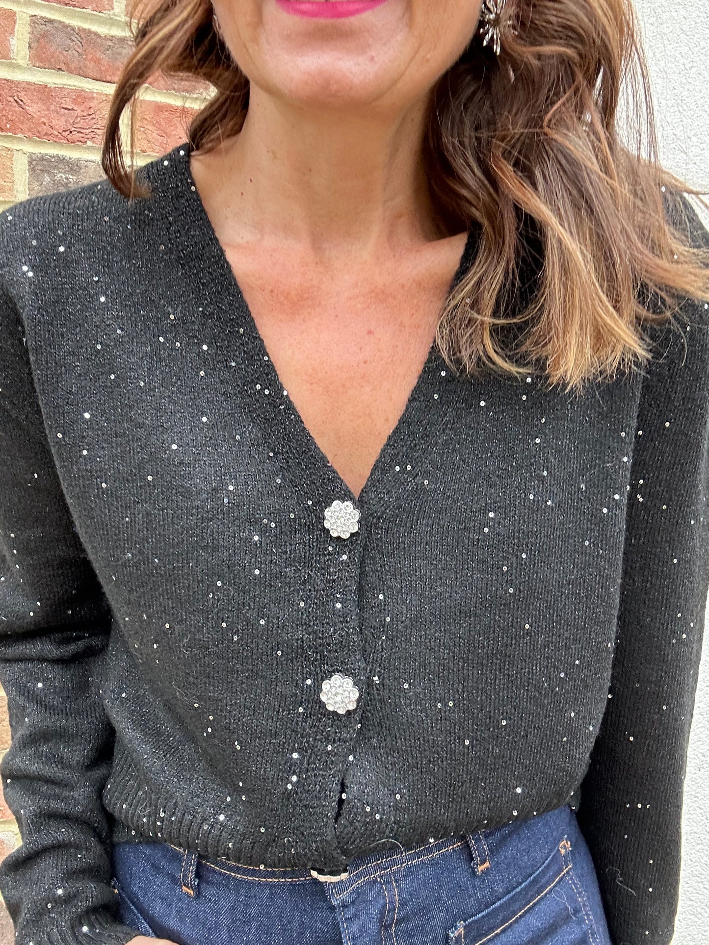 Hazel sparkle cardigan - Black