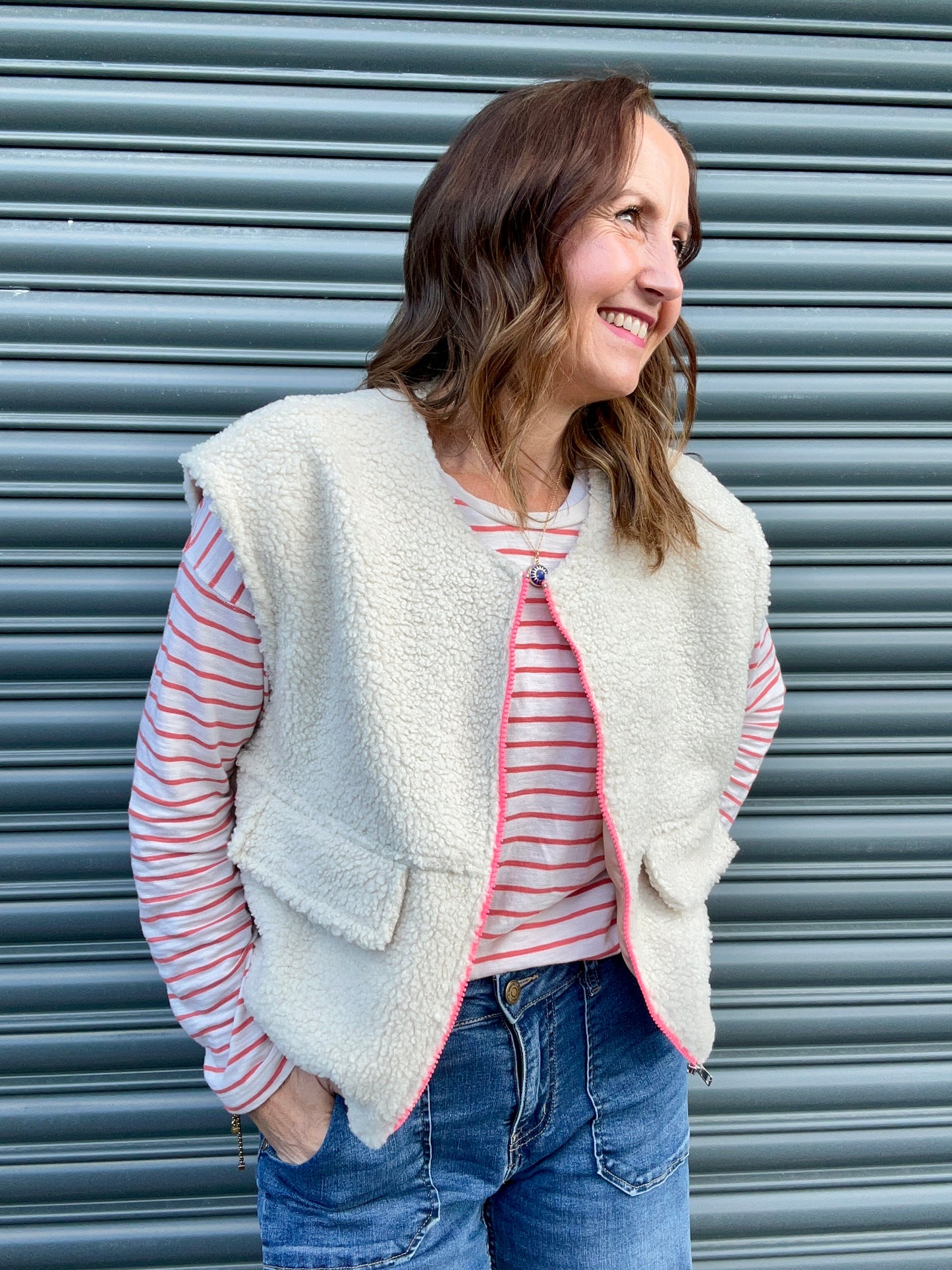 Teddy cream gilet