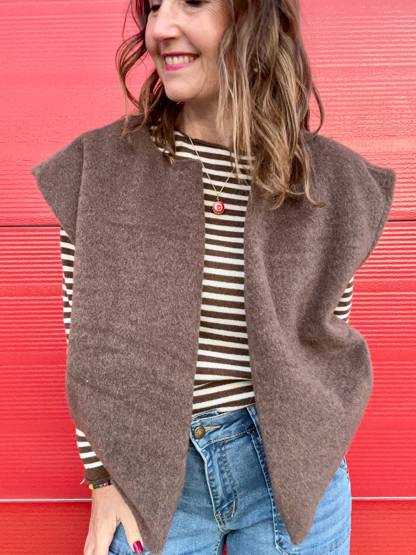 Emilie felted gilet - Mocha