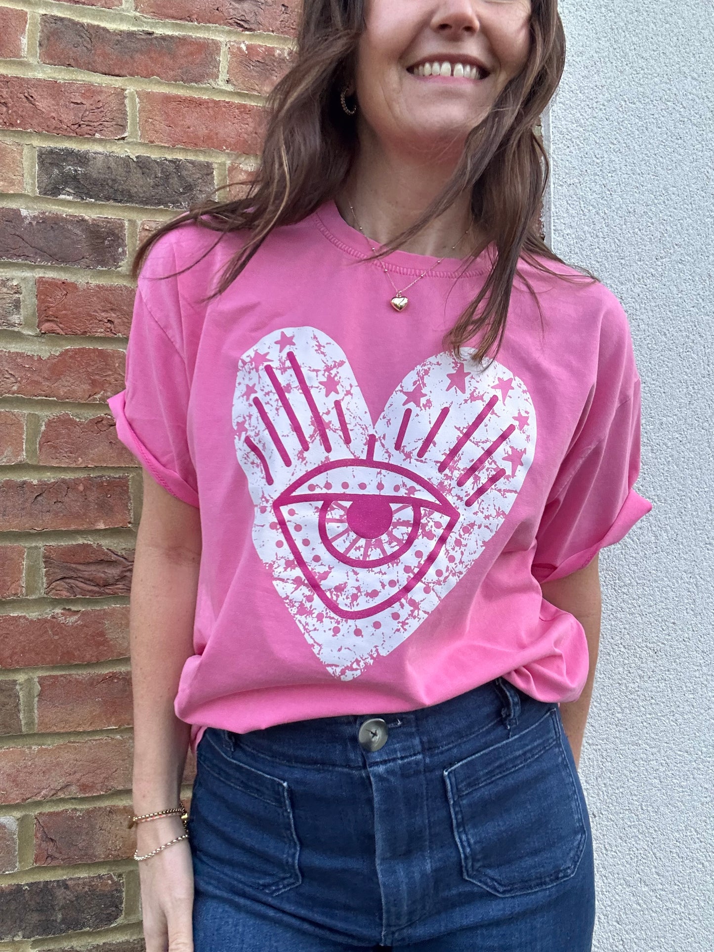 Glitter Heart T-Shirt - Pink