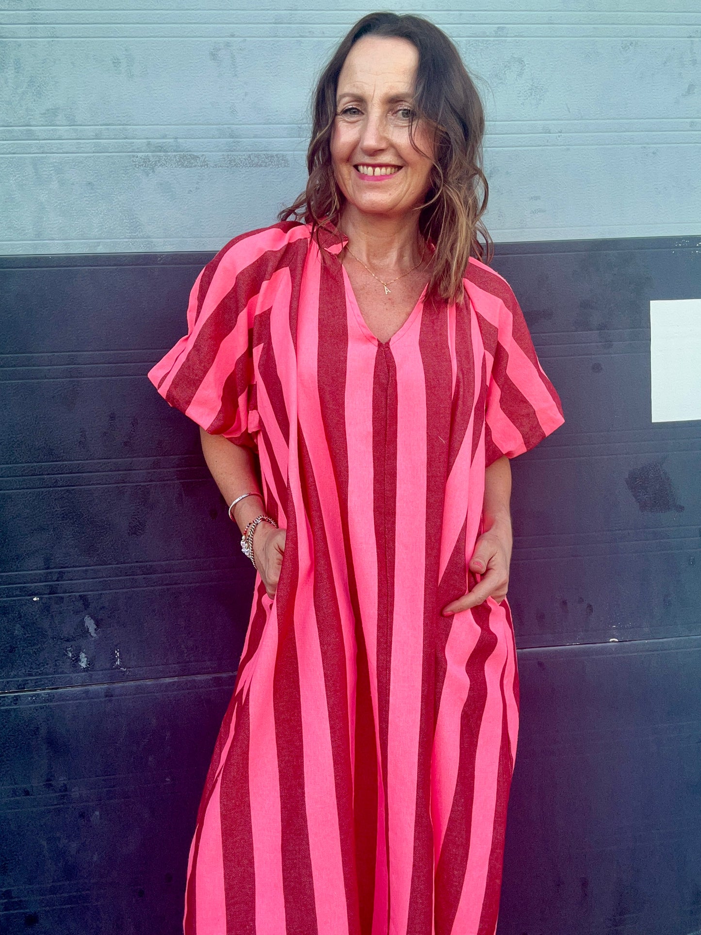 Tinka striped dress - Pink / Red