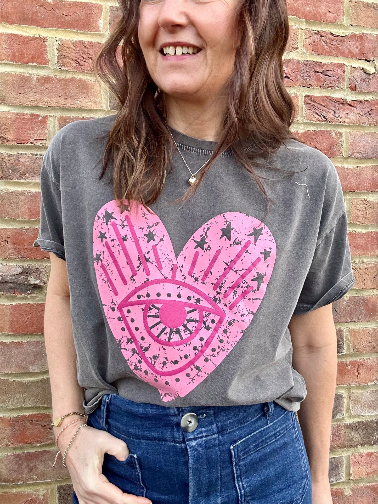 Glitter Heart T-Shirt - Grey