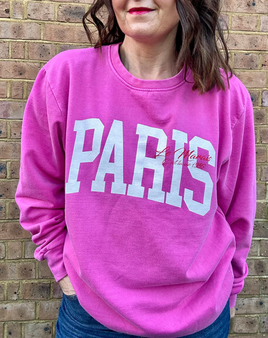 Vintage wash Paris sweatshirt - Pink