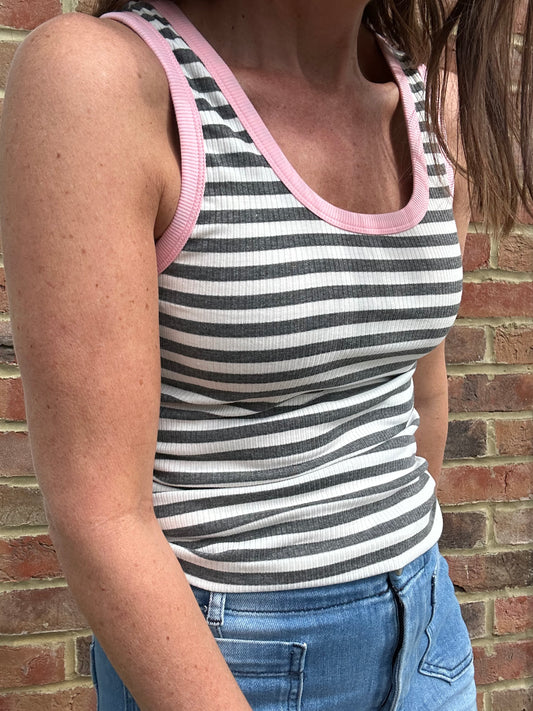 Midi striped vest - Grey / White / Pink