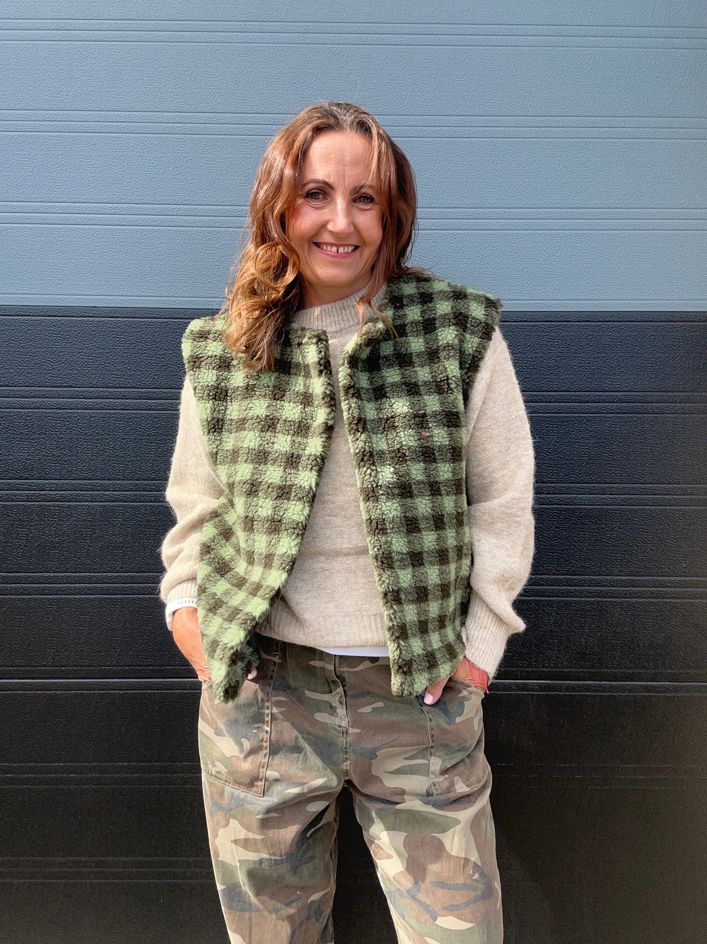 Indy checked gilet - Green