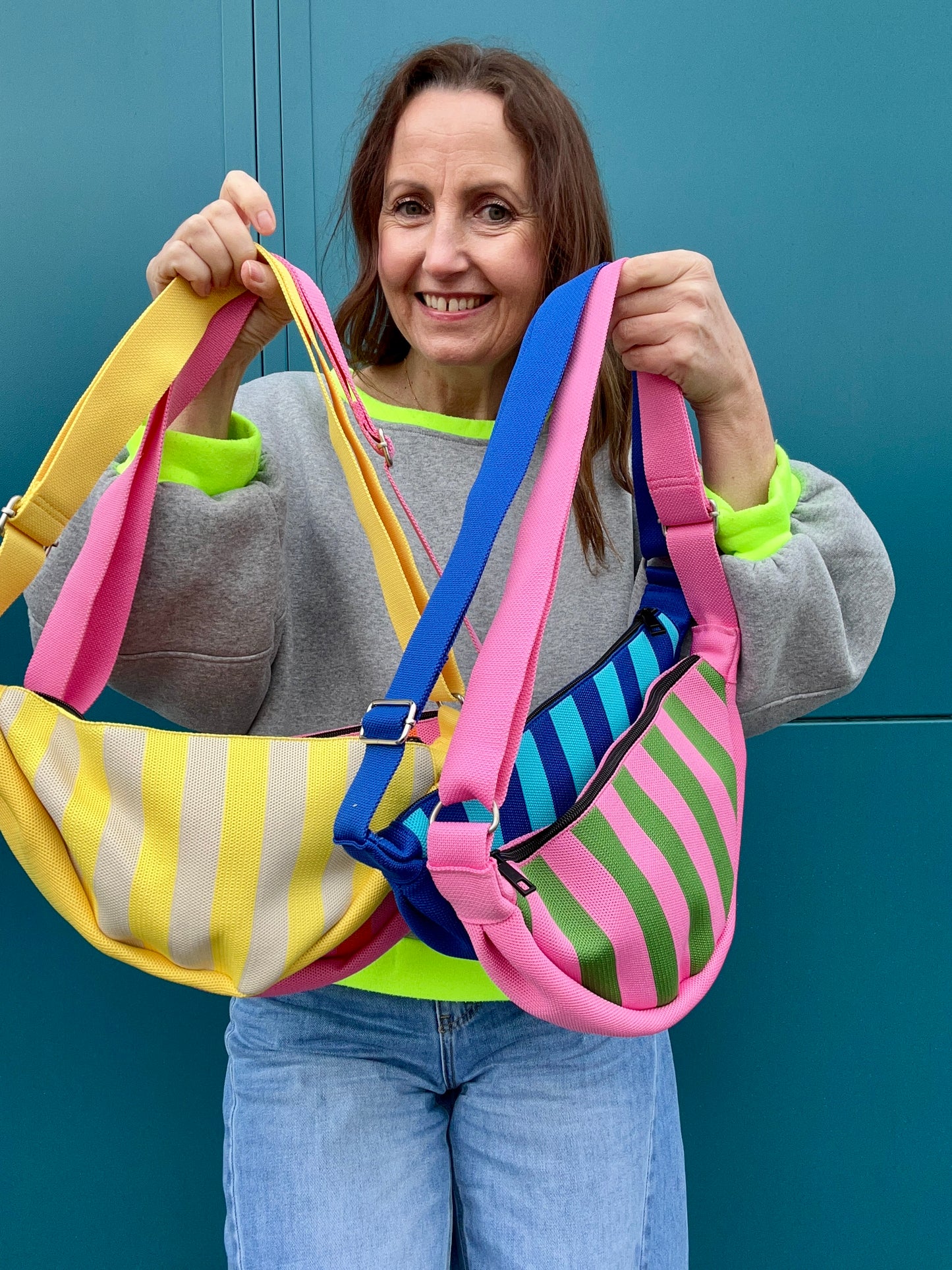 Kanga striped pouch bag - Yellow