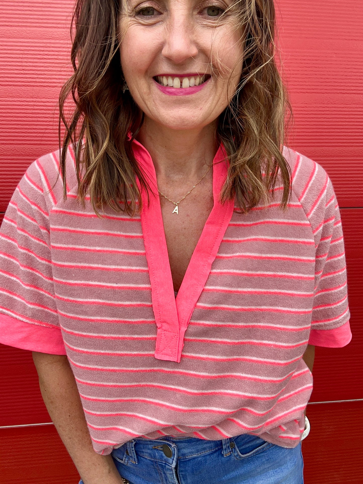 Bobby sporty stripe top - Pink