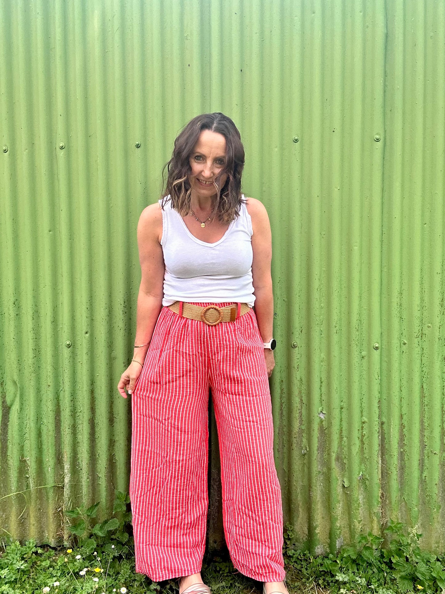 Coco striped trousers - Coral