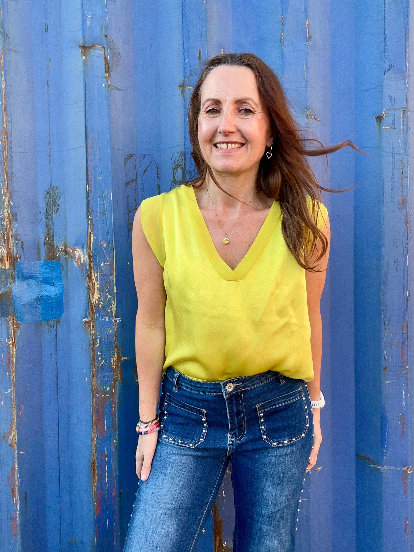 Esmerelda satin top - Citron