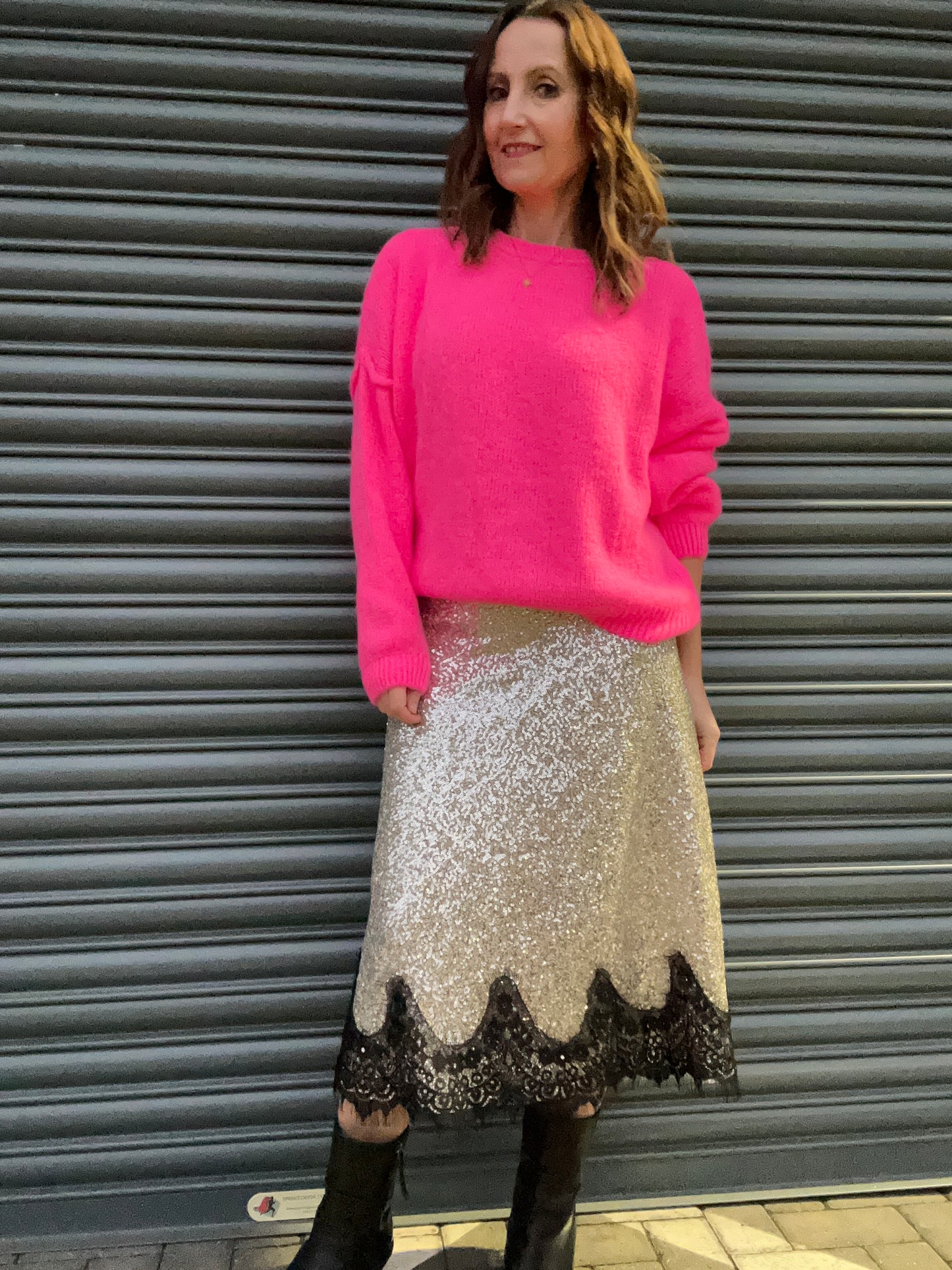 Gwen slouchy sweater - Neon Pink