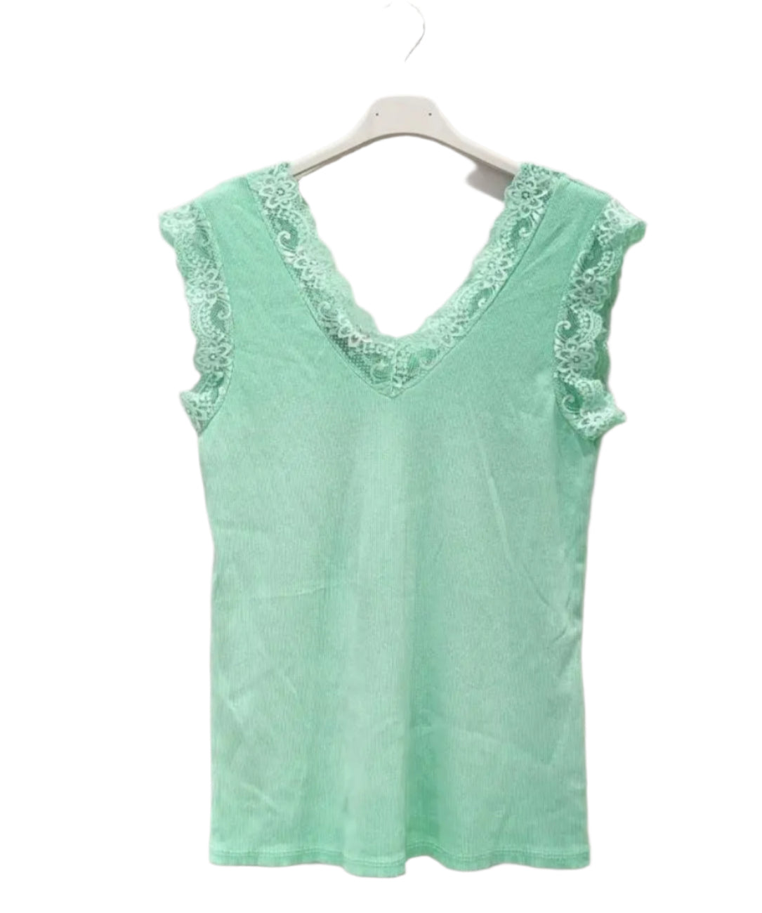 Faro lace trim vest - Mint Green