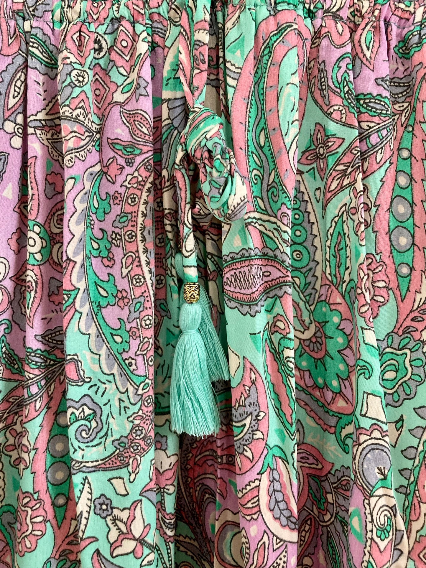 Imogen silk mix maxi dress - Mint paisley with lilac