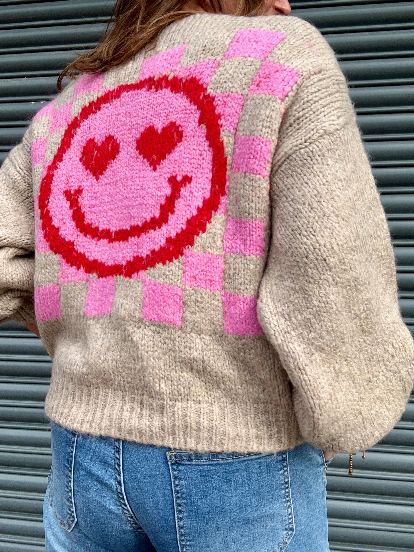 Happy Face cardigan - Oatmeal