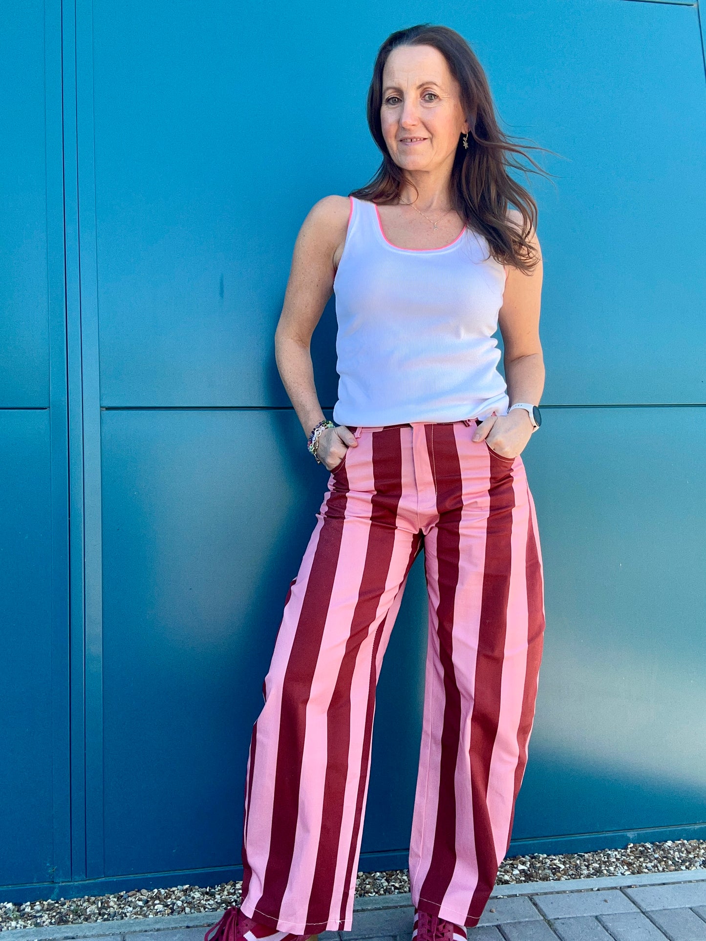 Edie stripy trousers - Plum / Pink