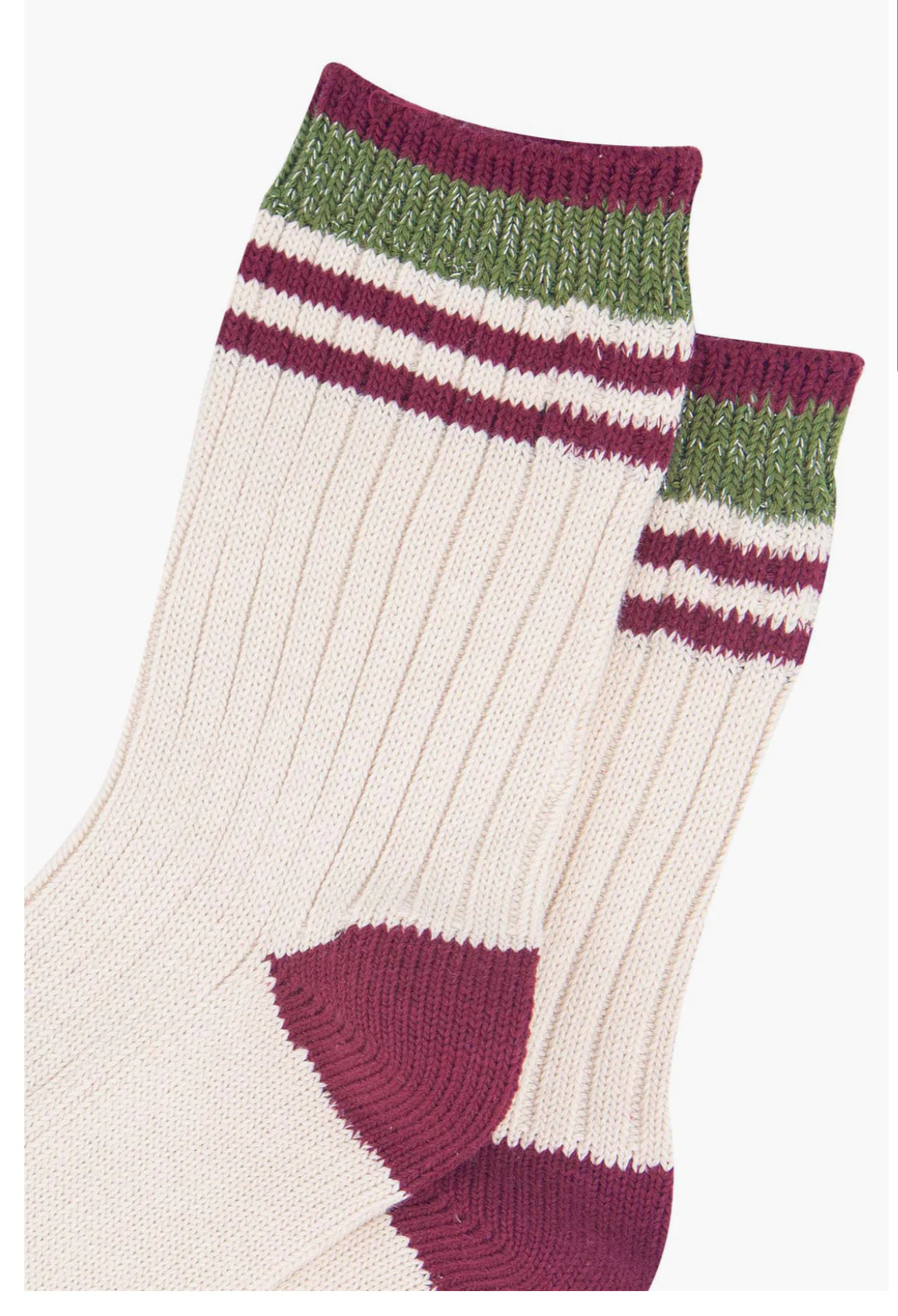 Cosy socks - Cream / Khaki / Burgundy