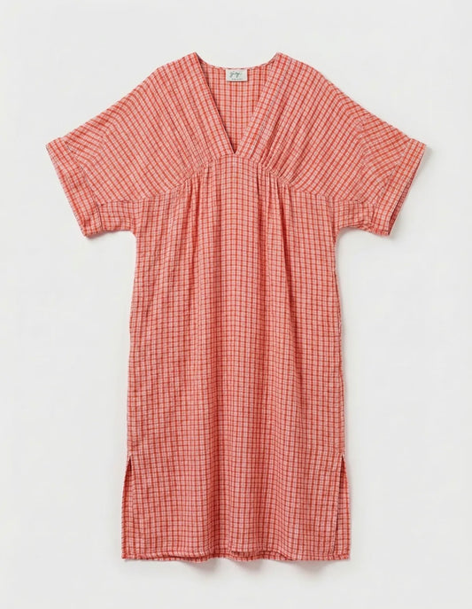 Deenie checked dress - Coral