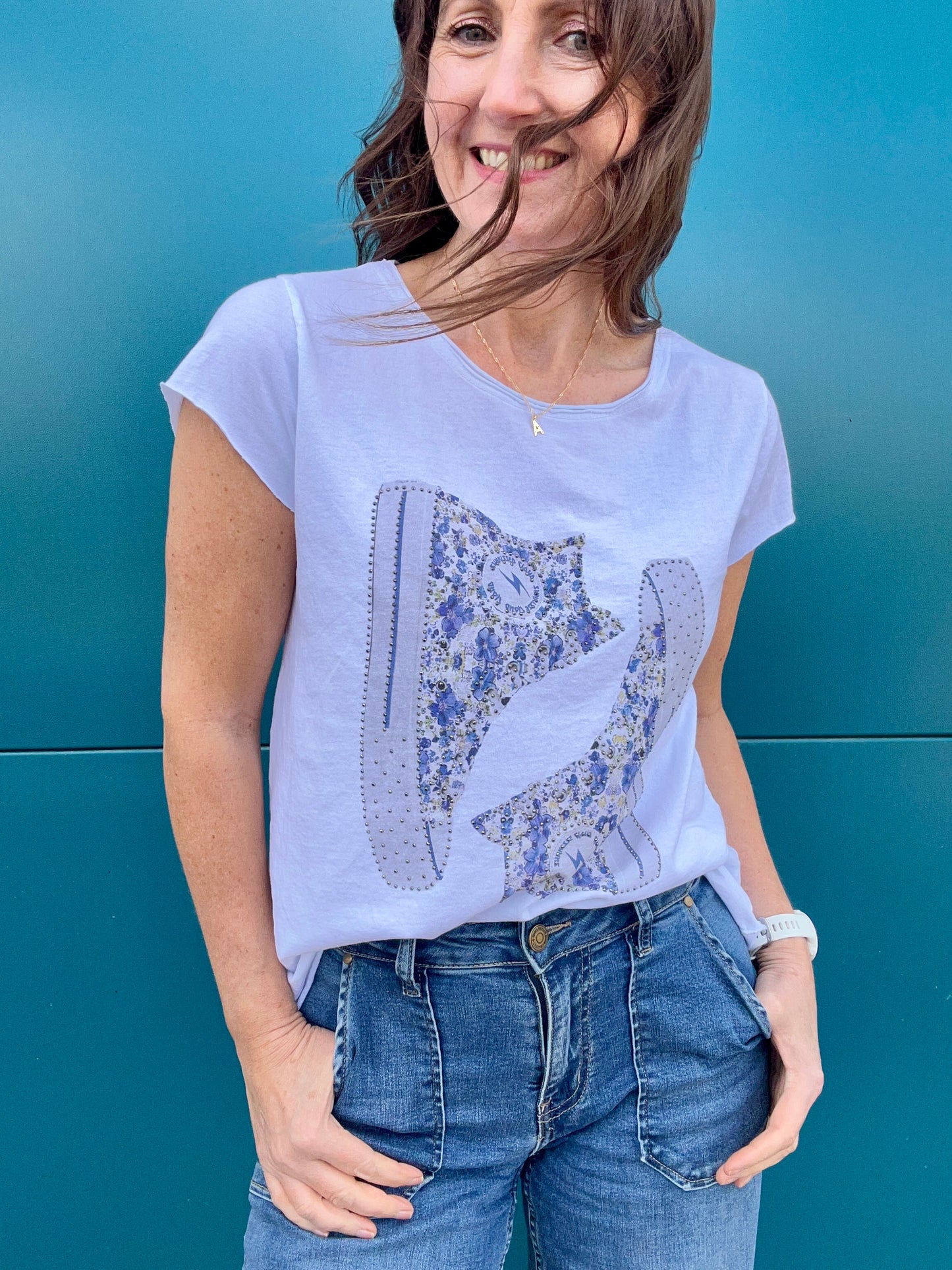 Liberty print tee - Blue