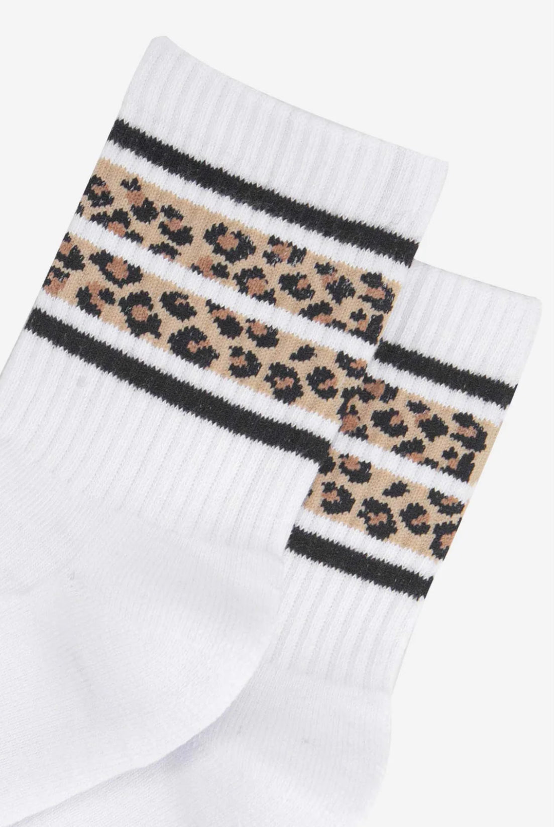 Sporty leopard socks - White