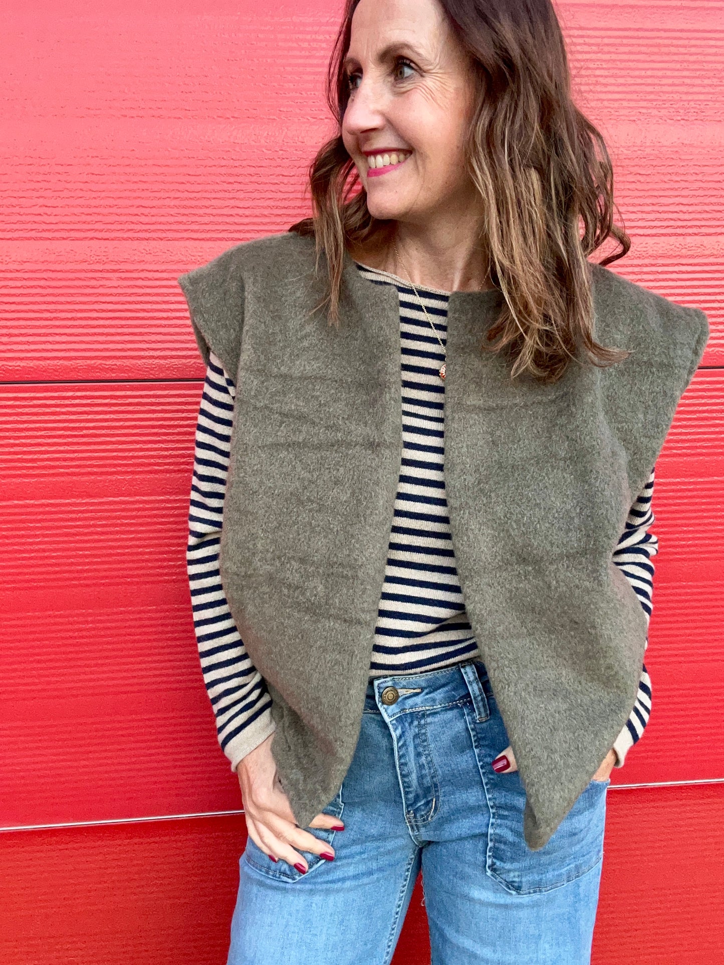 Emilie felted gilet - Khaki