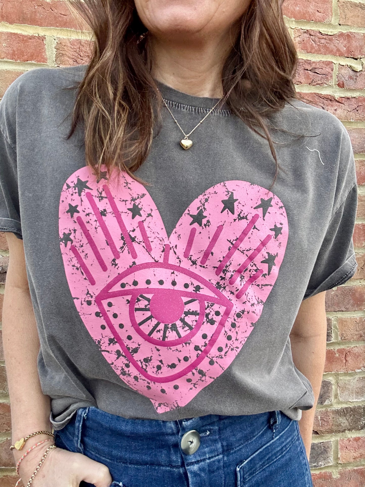 Glitter Heart T-Shirt - Grey