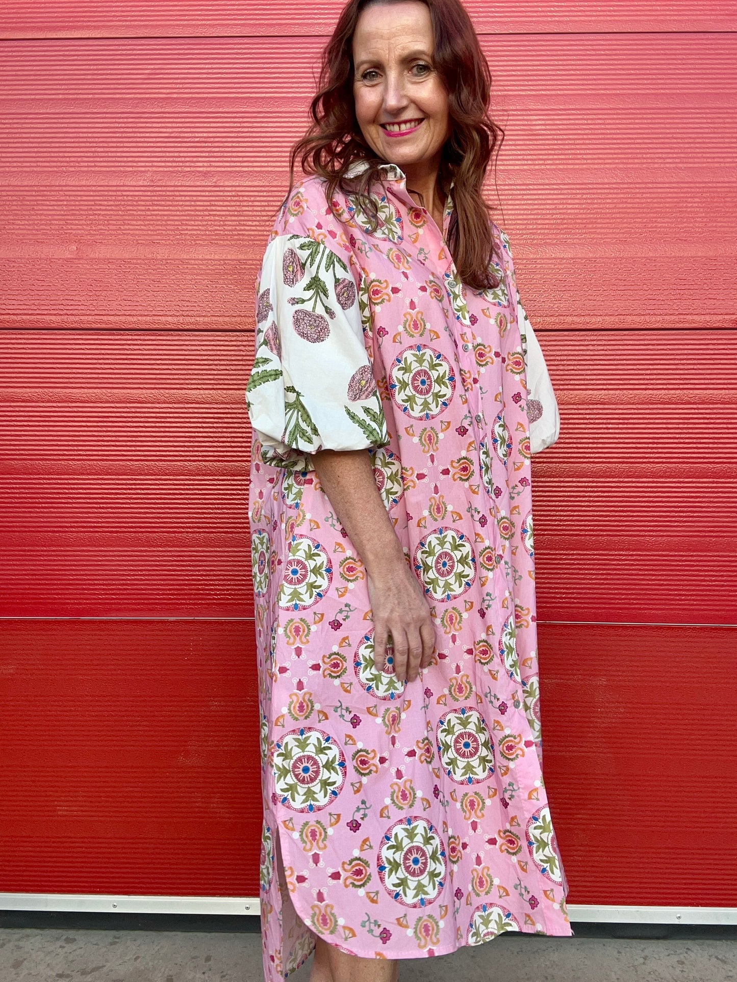 Cora floral shirt dress - Pink multi