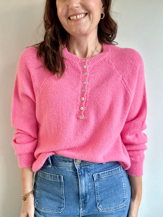 Paris button sweater - Candy Pink