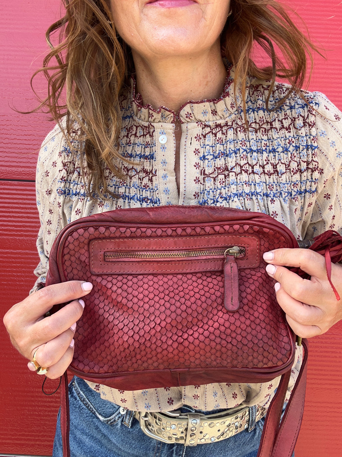 Dahlia red leather bag