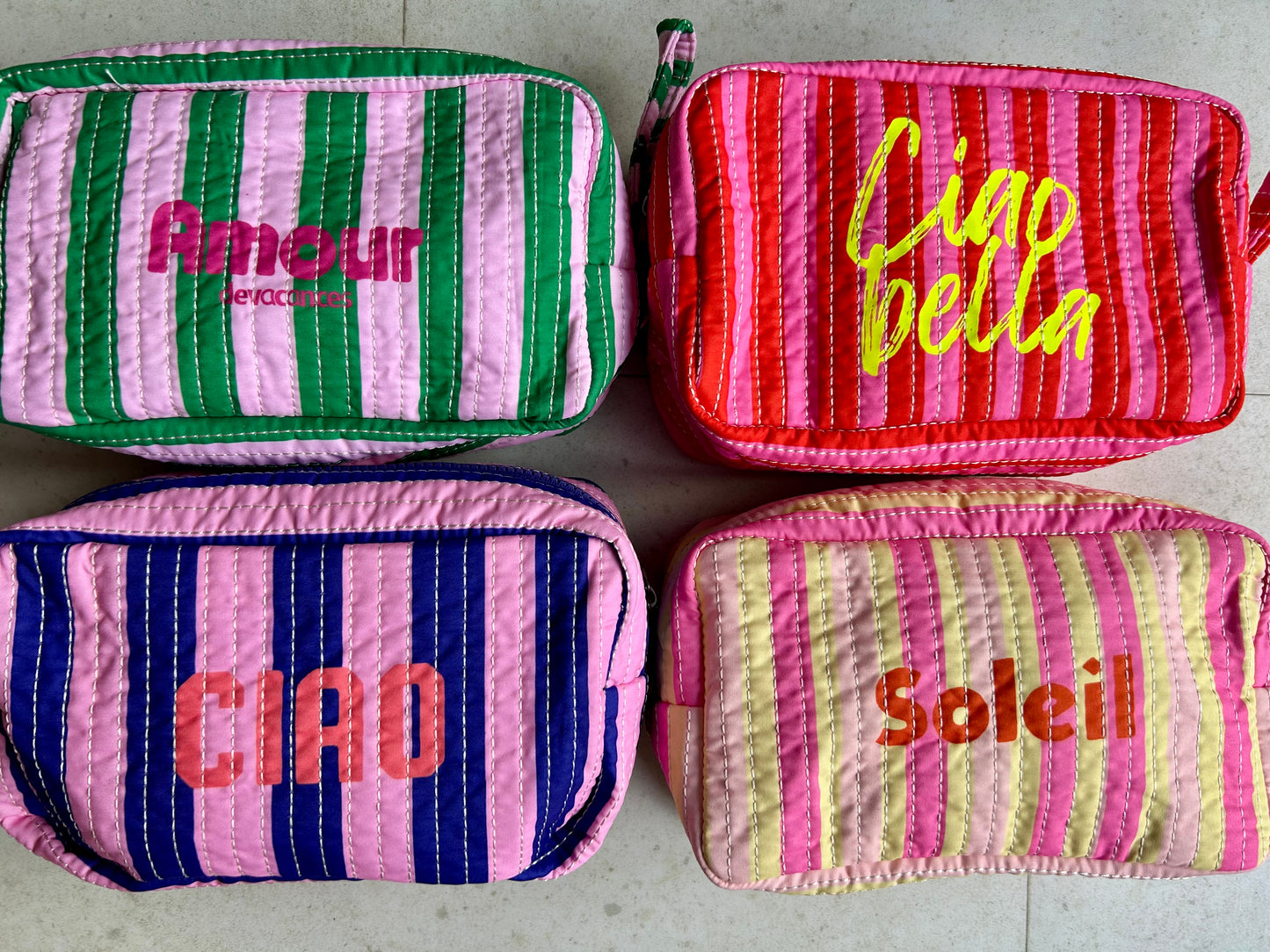 Mitzy stripe make-up bag - Soleil