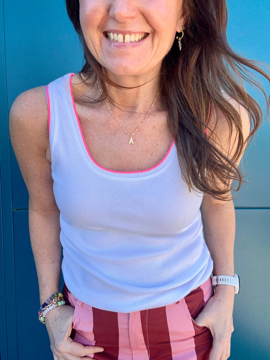 Ivy cotton vest - White / Pink