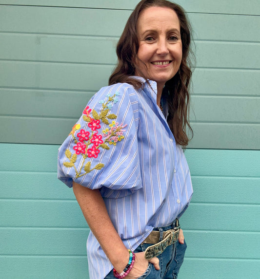 Neon blossoms blouse