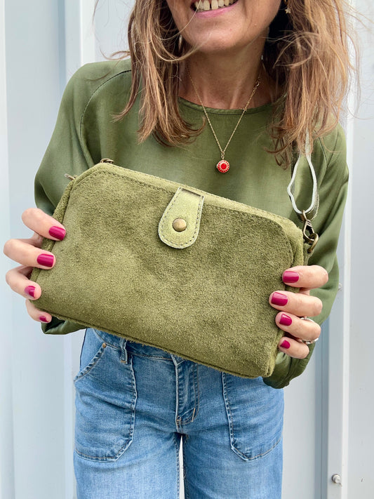 Riley suede crossbody bag - Olive