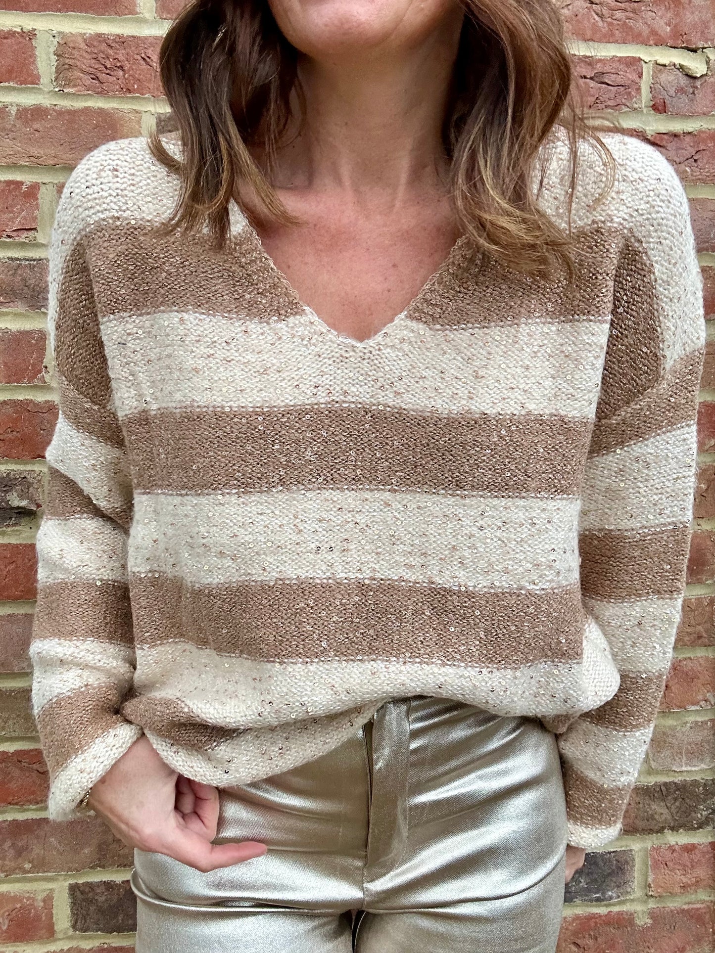 Paula stripe sweater - Camel