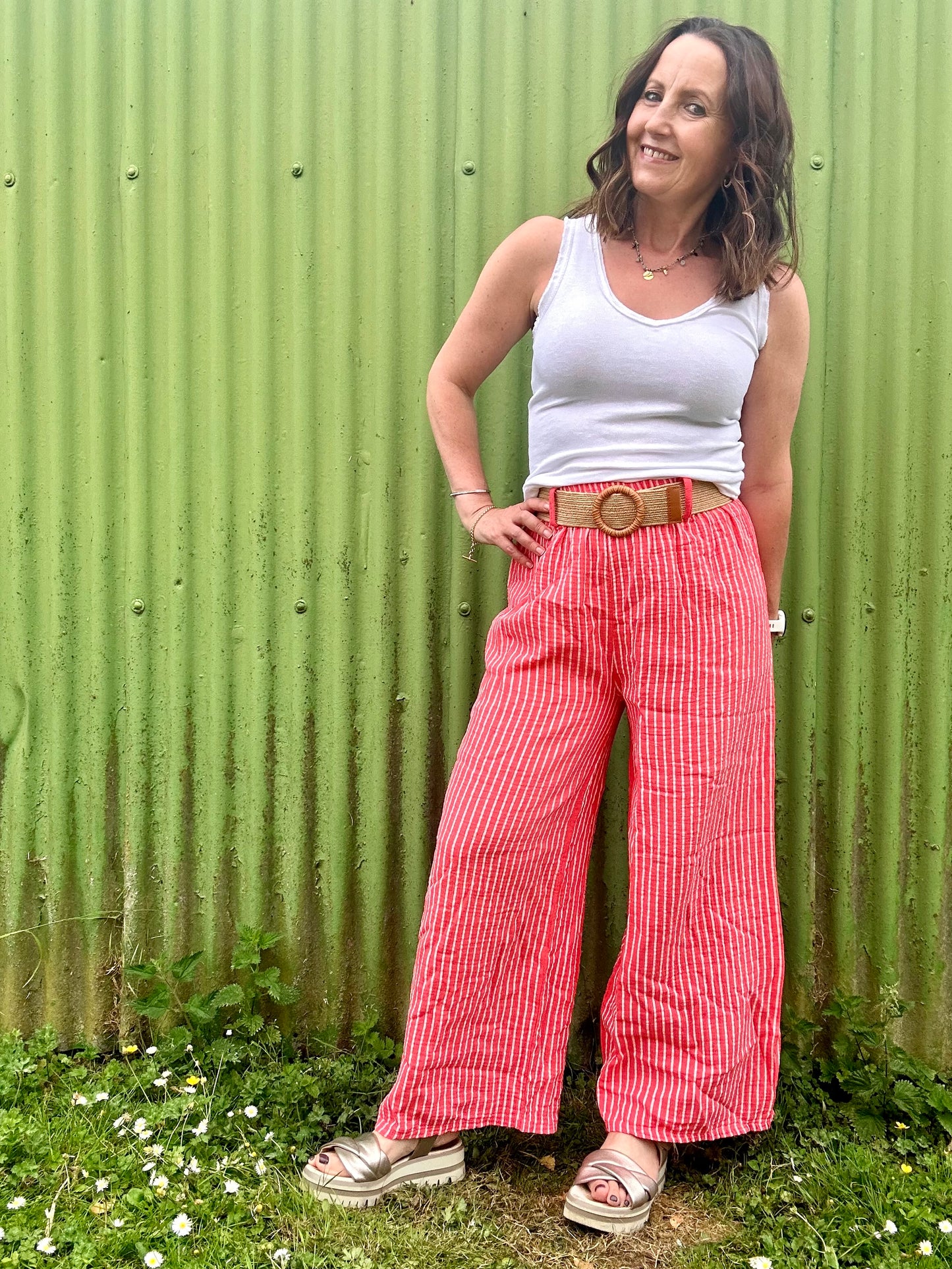 Coco striped trousers - Coral